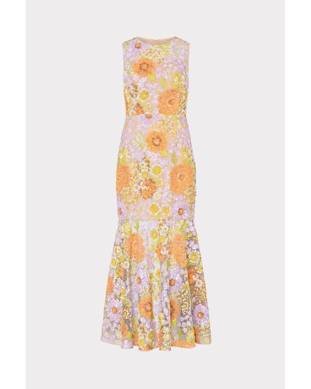 milly floral embroidered mesh strapless midi dress Floral Embroidered Strapless Dress 4 / Black main image 1