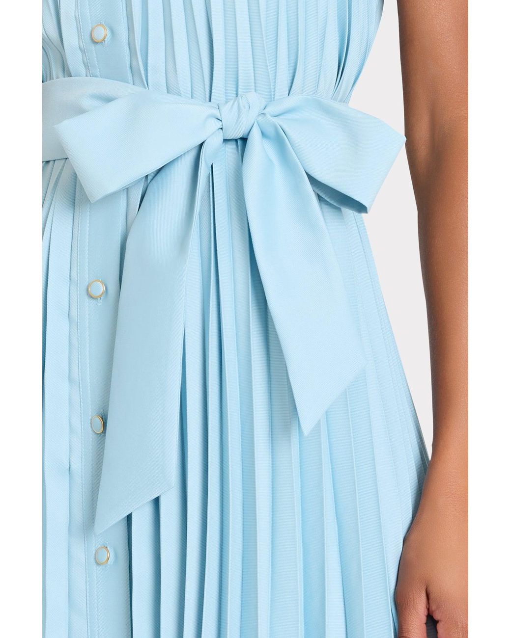 MILLY Blue Johanna Pleated Twill Midi Dress