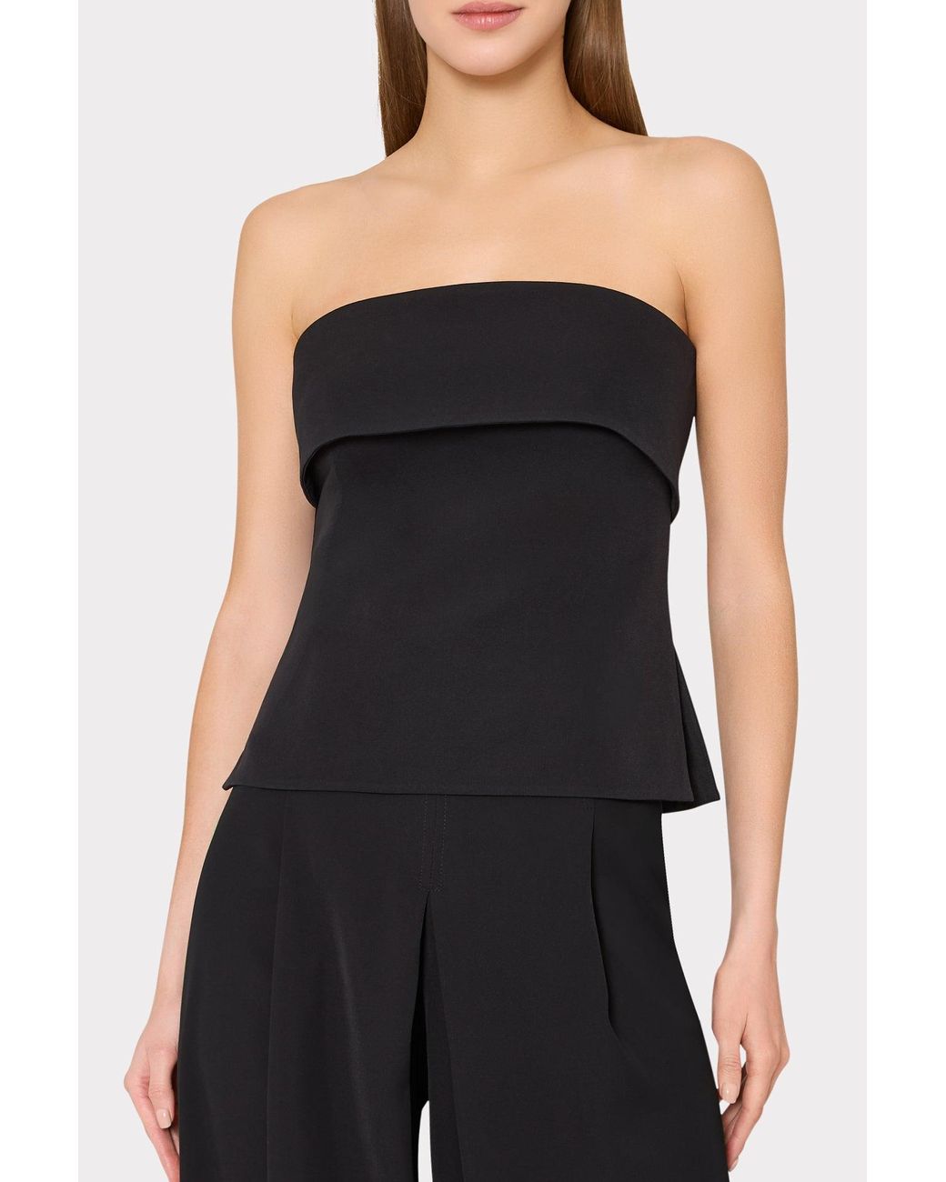MILLY Black Layla Pleated Culottes Pant