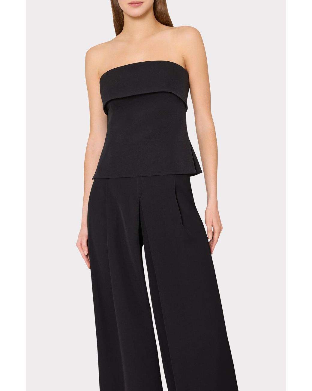 MILLY Black Layla Pleated Culottes Pant