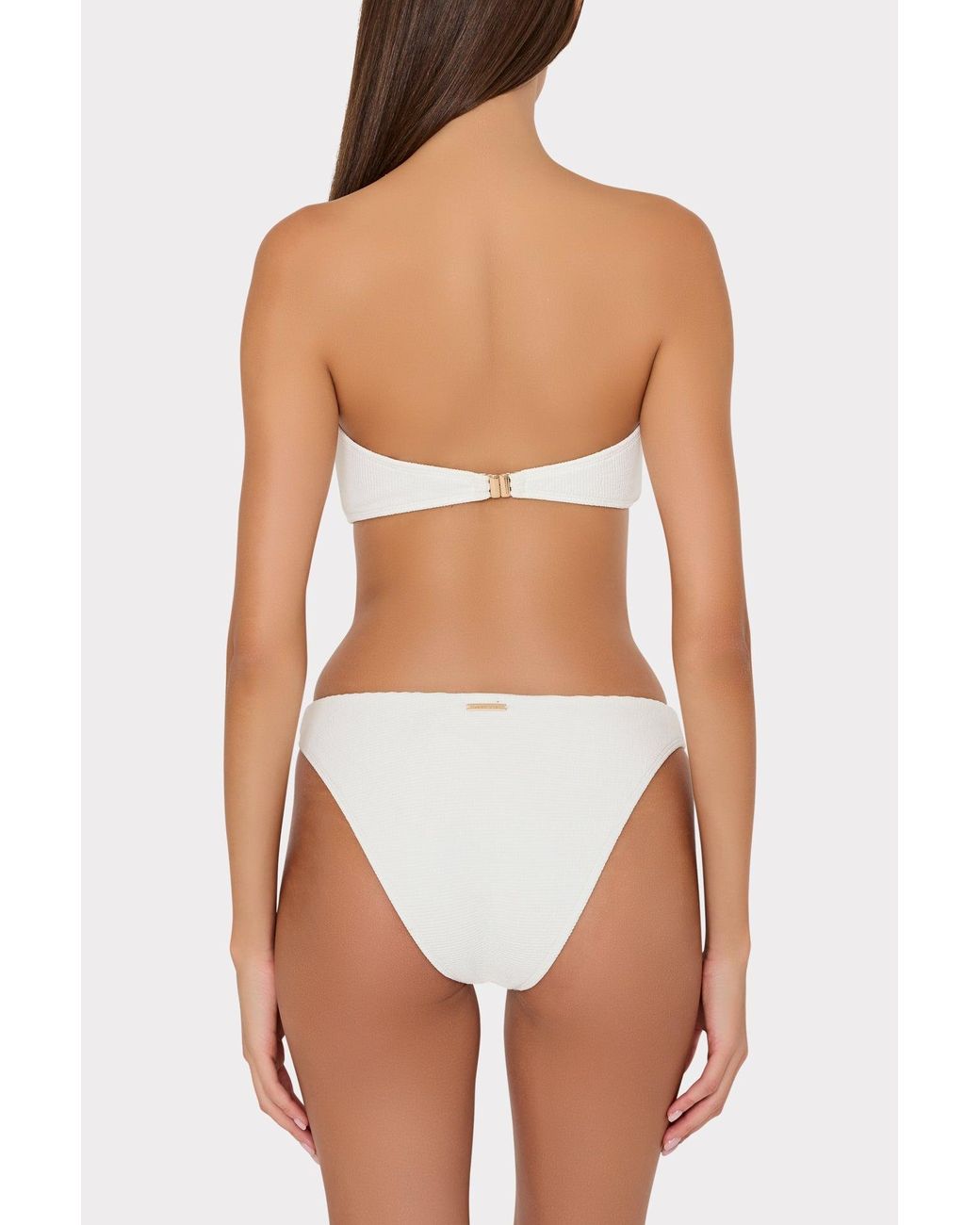 MILLY White Margot Solid Texture Bikini Bottom