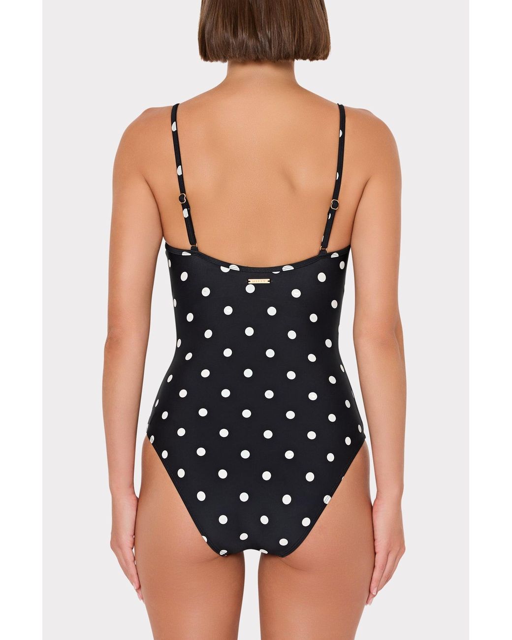 MILLY Black Polka Dot V-wire One Piece