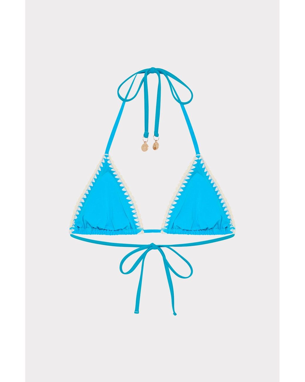 MILLY Blue Solid Bikini Top