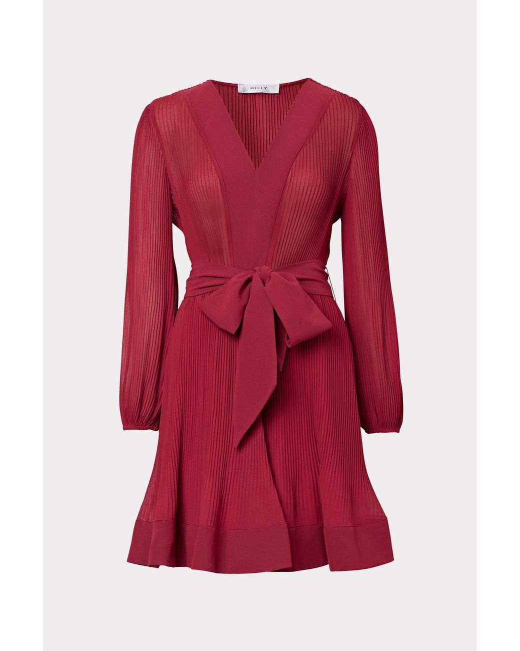 MILLY Liv Pleated Dress in Raspberry (Red) | Lyst