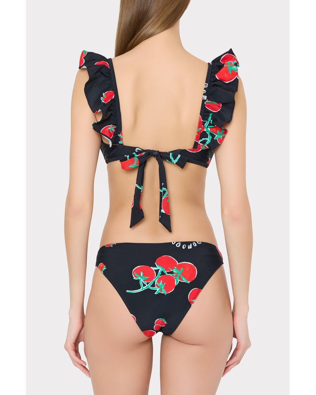 MILLY Blue Pomodoro Ruffle Bikini Top