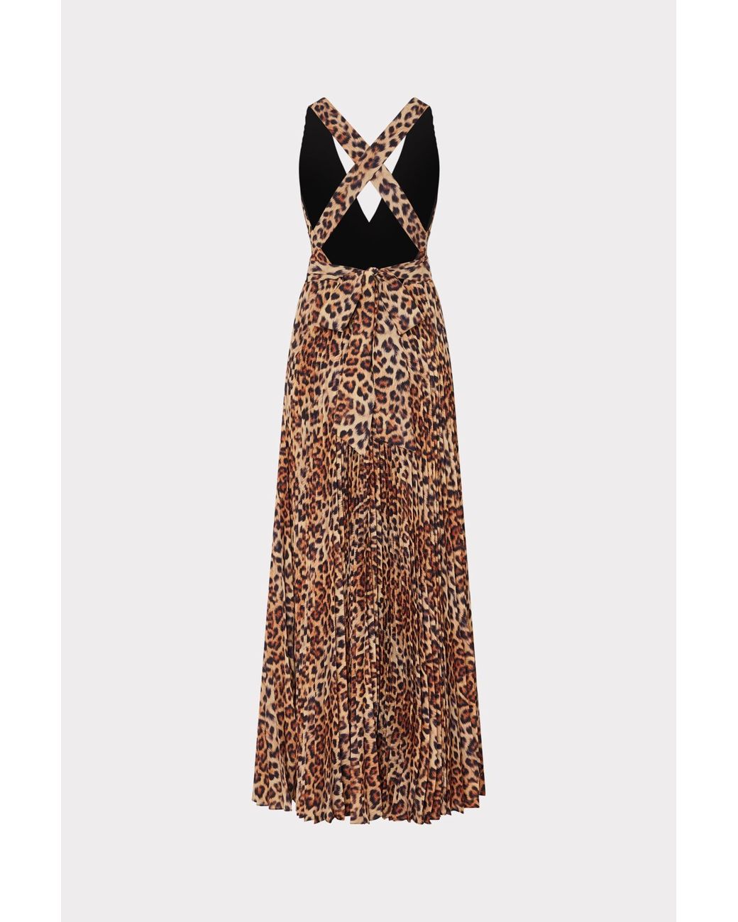 MILLY Natural Oria Leopard Print Pleated Dress