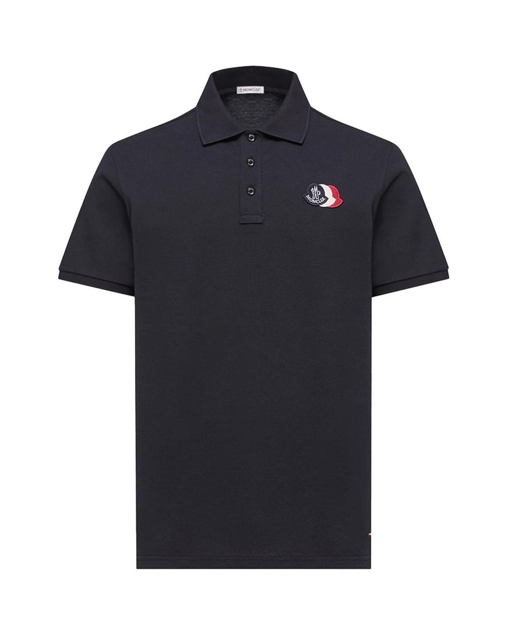 Moncler Black Patch Cotton Piquet Polo Shirt for men