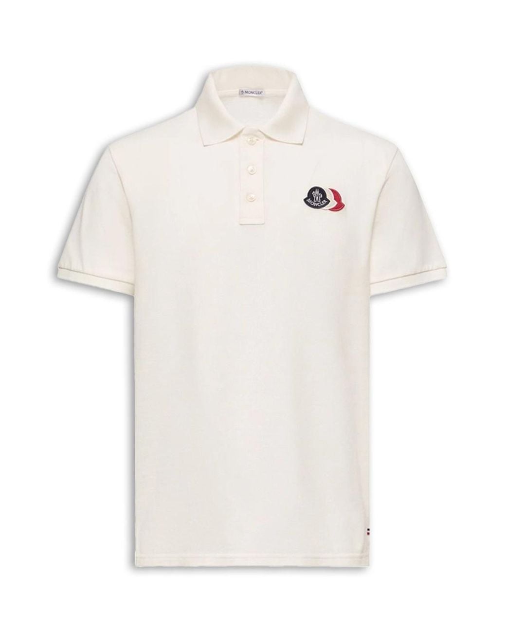 Moncler White Logo Patch Polo Shirt for men