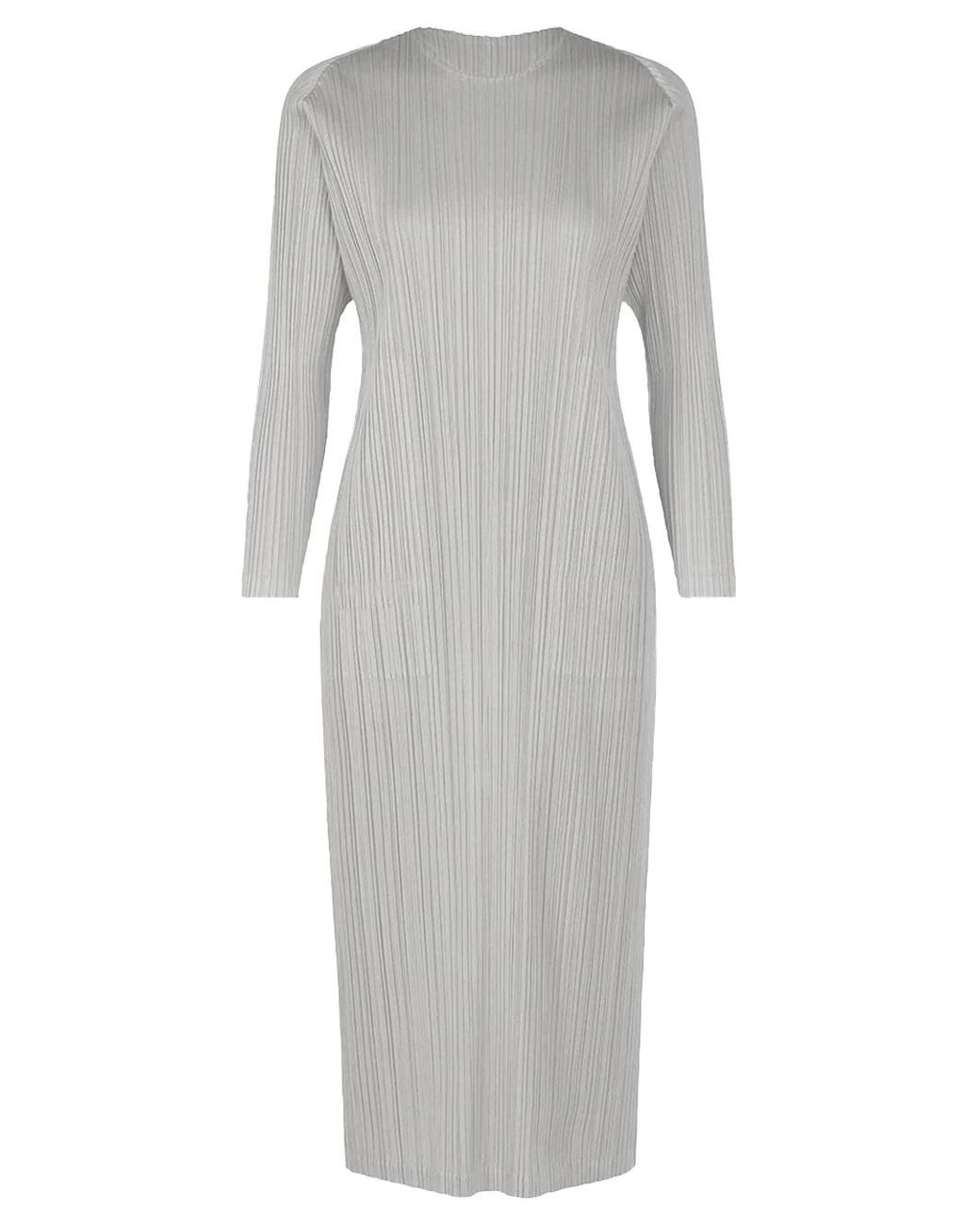 Issey Miyake Gray Pleats Please Dress L