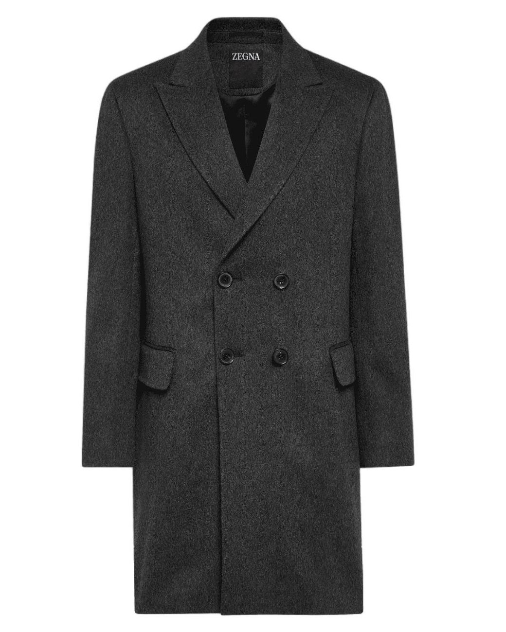 Zegna Black Tailored Wool-Blend Coat Dark for men