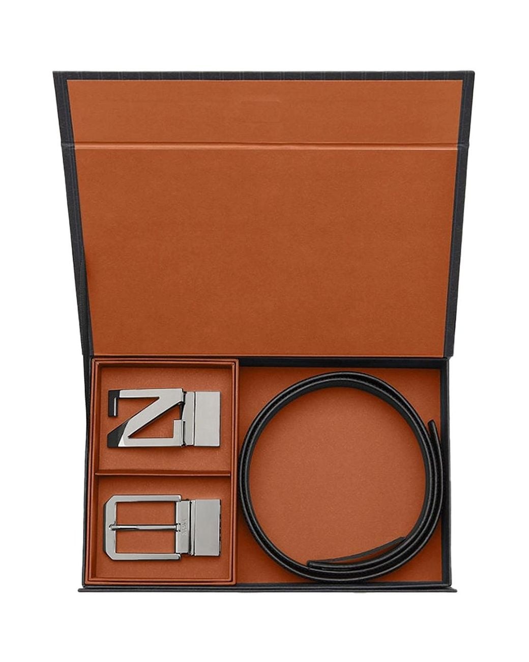 Zegna Brown Belt 2 Buckles for men
