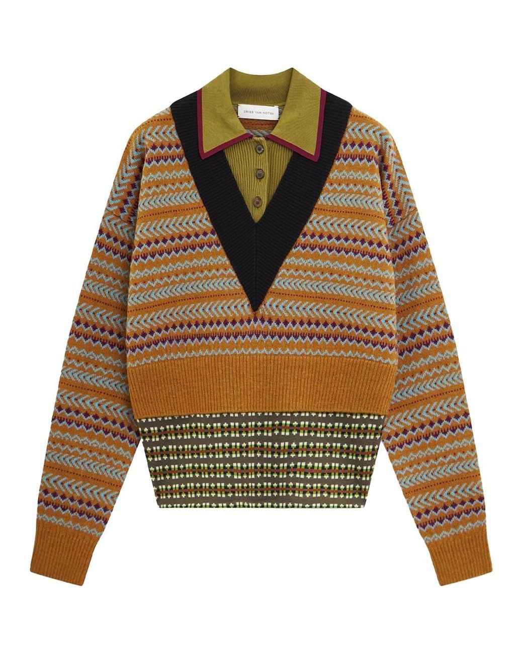Dries Van Noten Green Boxy Jumper Ocra