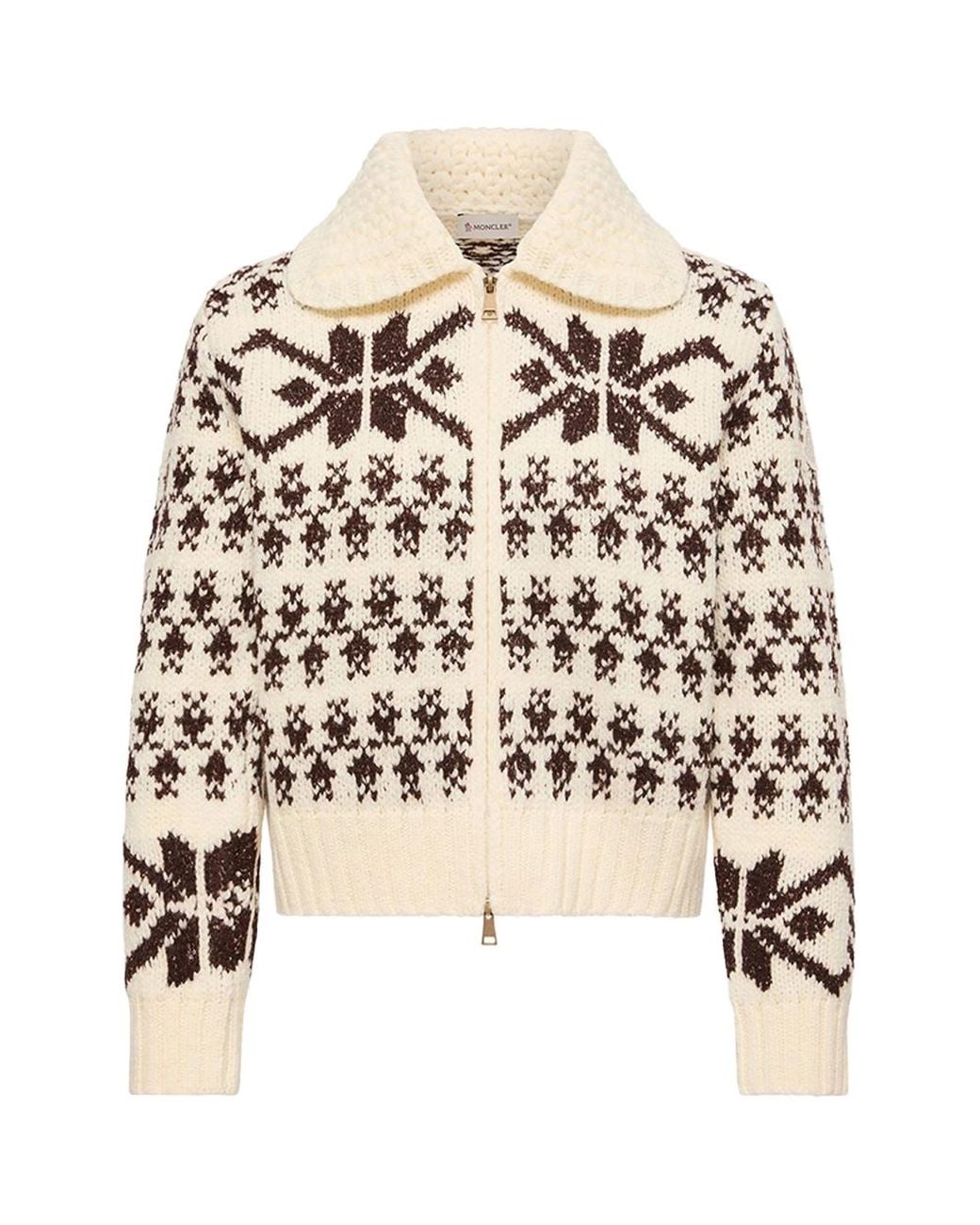 Moncler Natural Jacquard Cardigan W Ivory