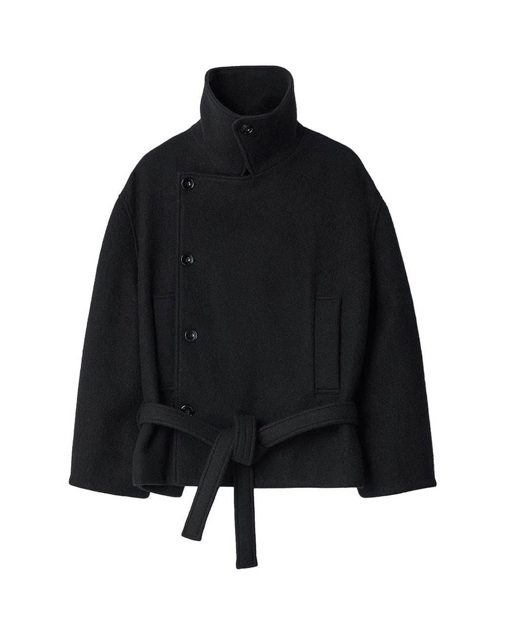Lemaire Black Short Wrap Coat