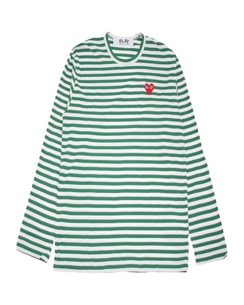 COMME DES GARÇONS PLAY Green Striped Heart T-Shirt for men