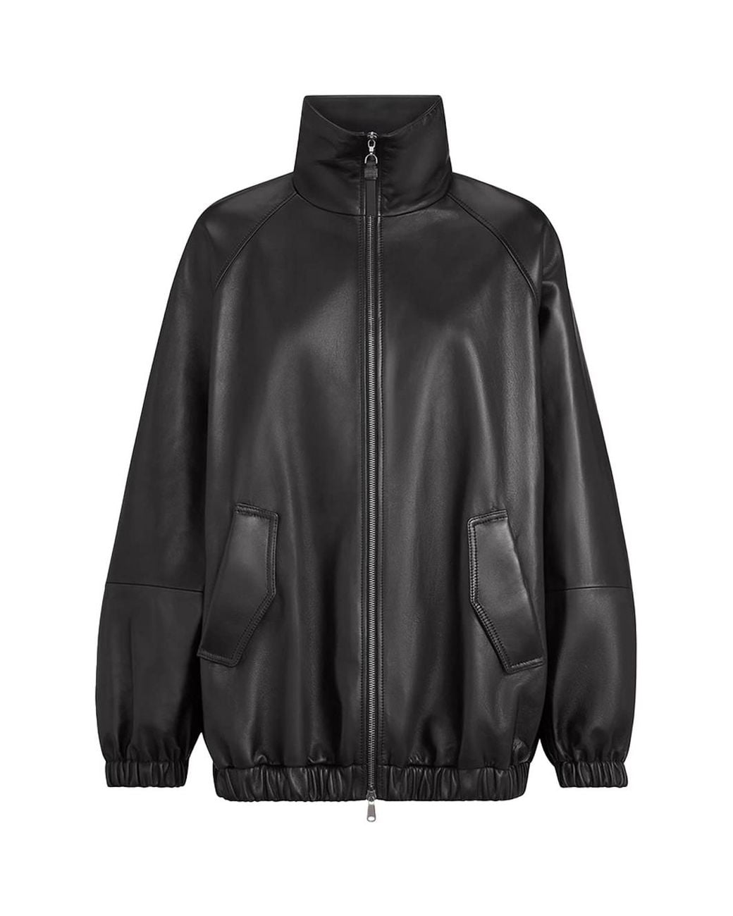 Brunello Cucinelli Black Nappa Leather Bomber Jacket