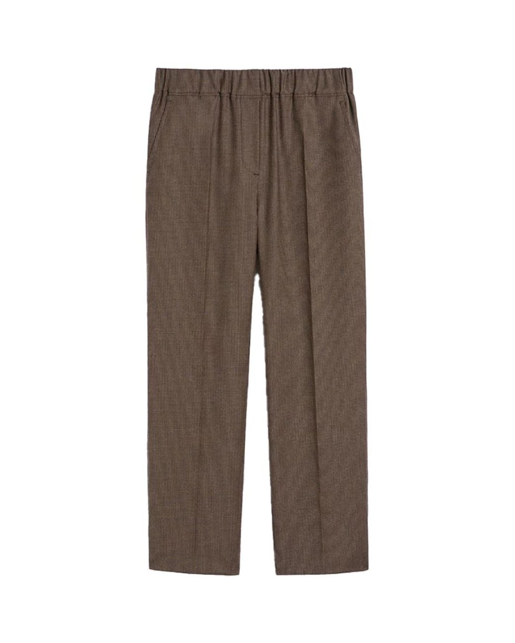 Weekend by Maxmara Brown Wool Flannel Trousers Chocolate