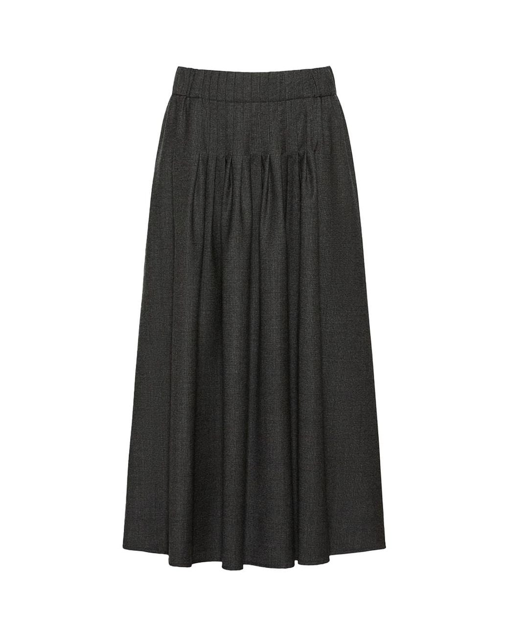 Weekend by Maxmara Black Stretch Wool Flannel Skirt Dark