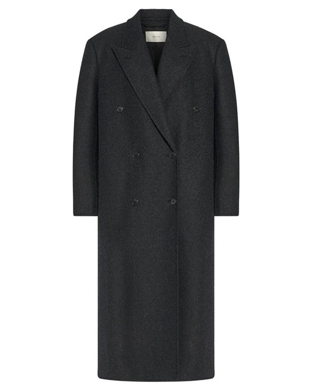 The Row Black Hariet Coat Dark Charcoal