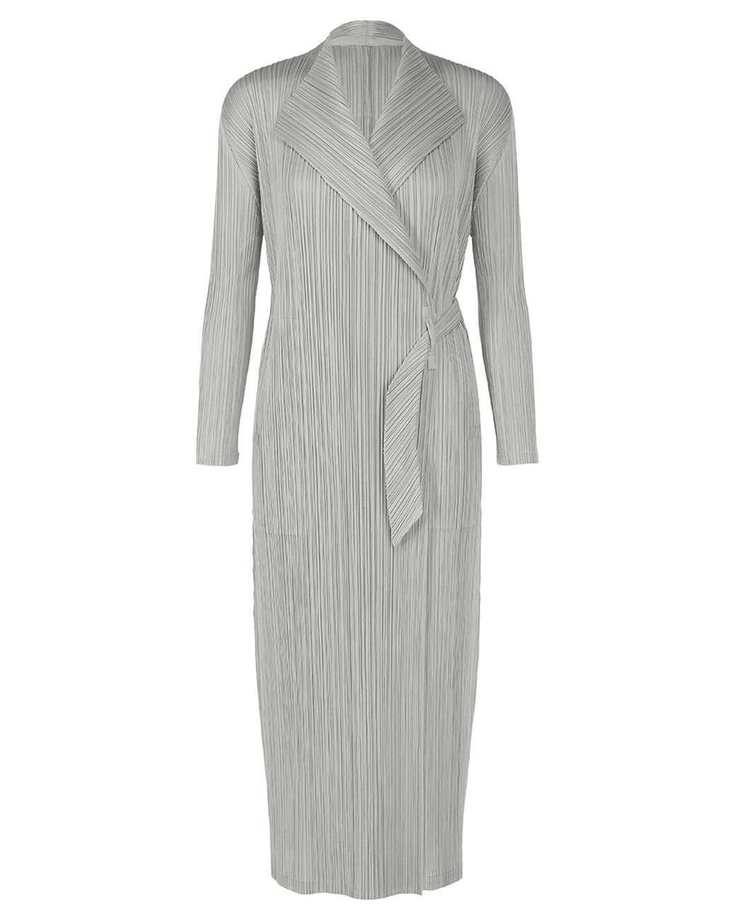 Issey Miyake Gray Pleats Please Facade Coat L
