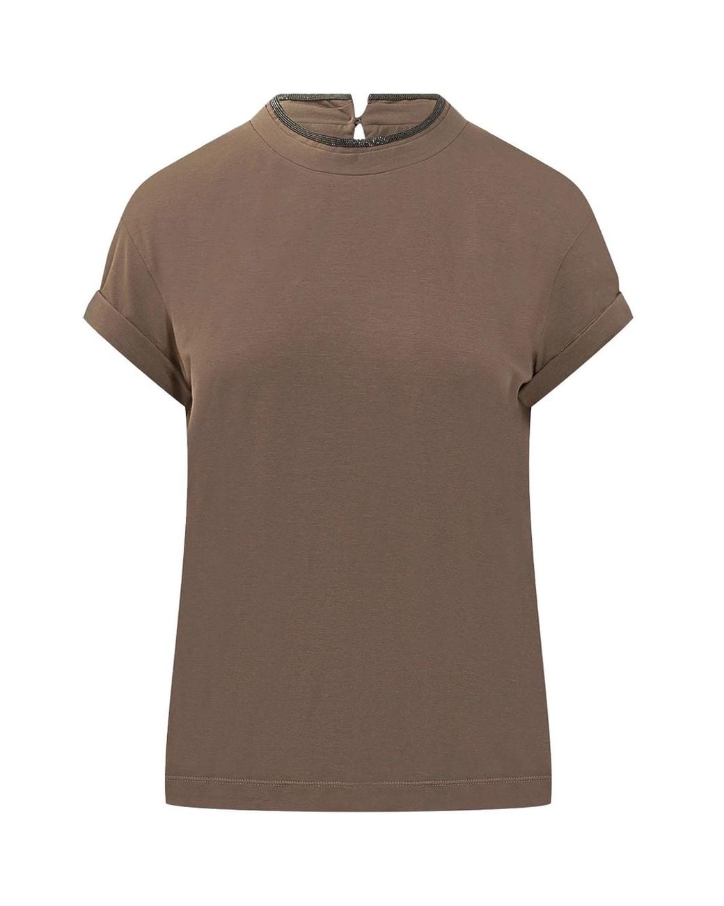 Brunello Cucinelli Brown Stretch Cotton Jersey T-Shirt