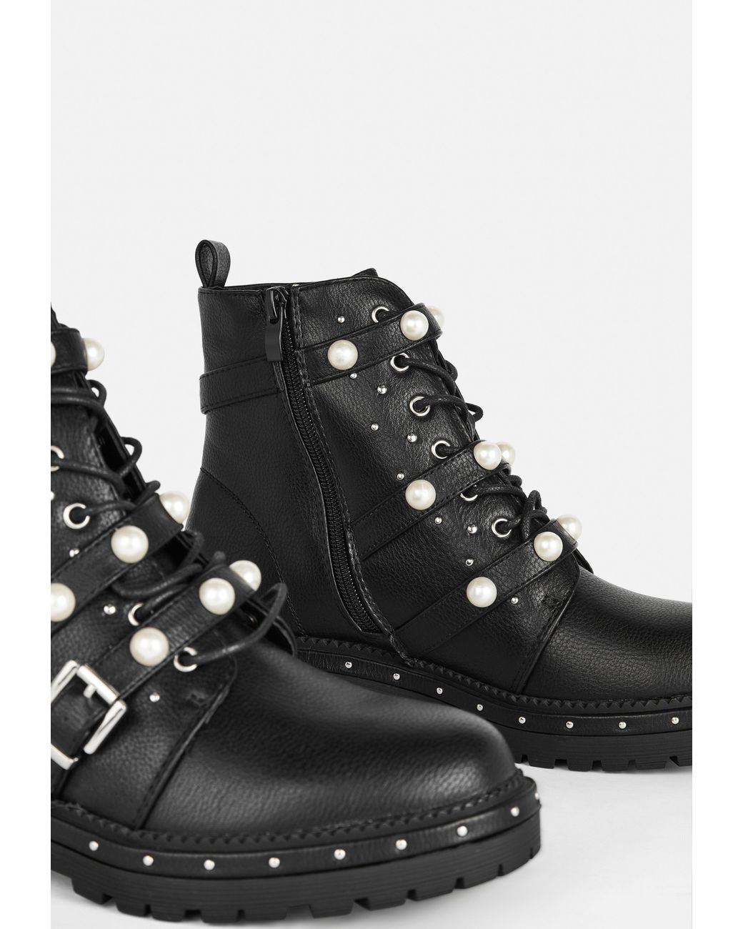 black pearl biker boots