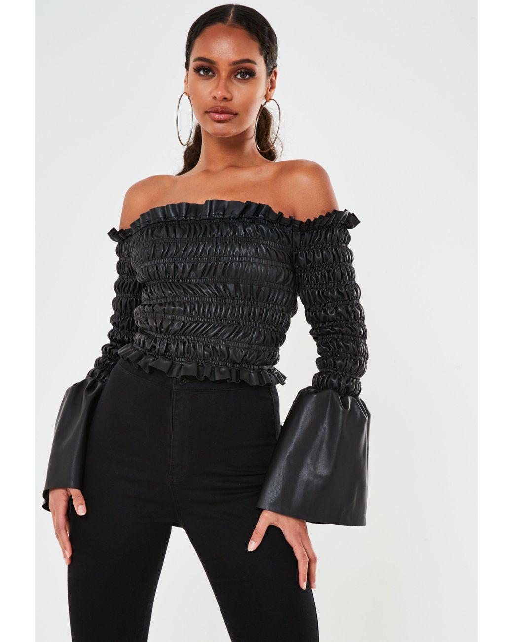 black bardot evening top