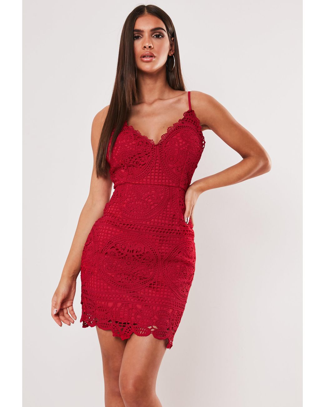 red lace bodycon mini dress
