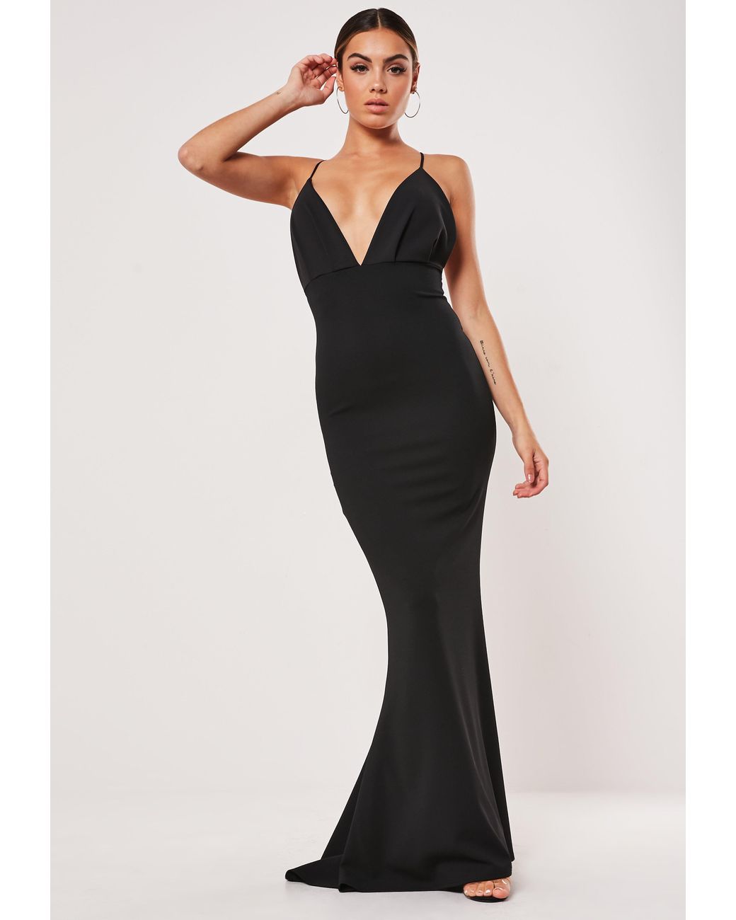 missguided off the shoulder fishtail maxi dress in white