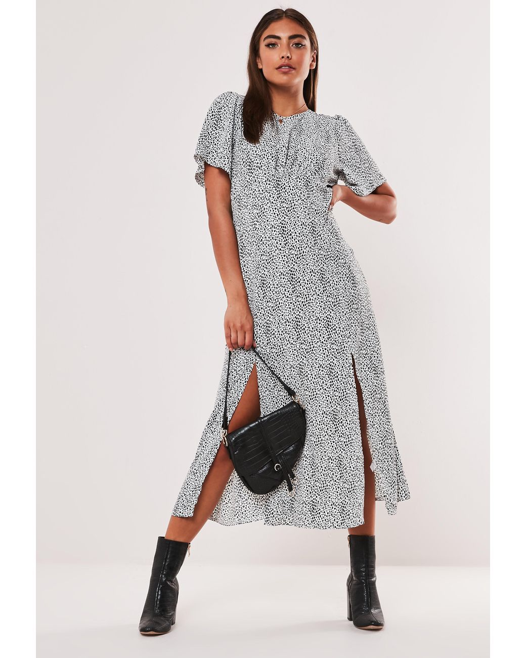 white dalmatian print dress