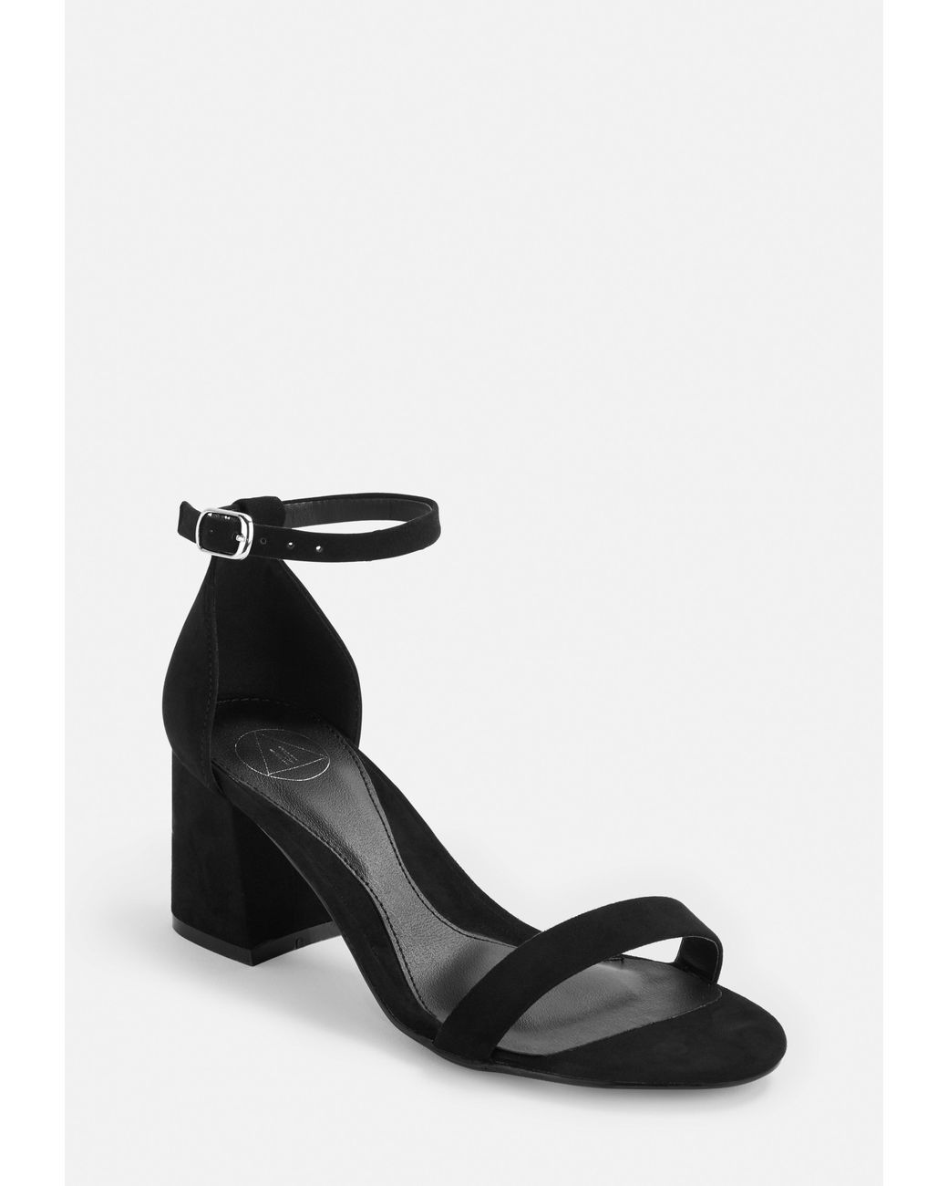 black barely there mid heels