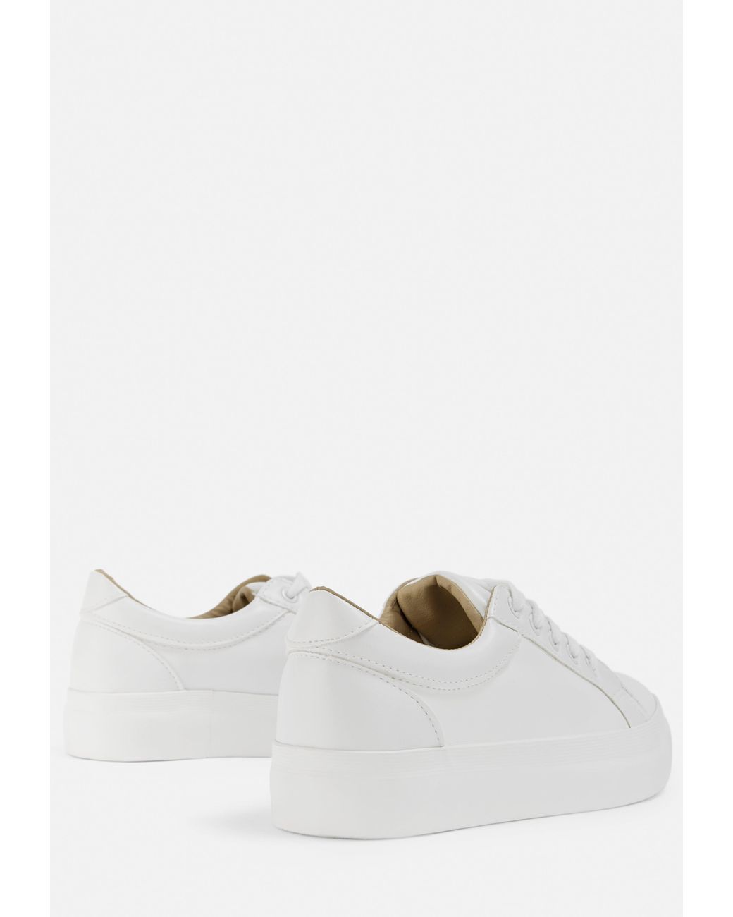 white faux leather flatform trainers