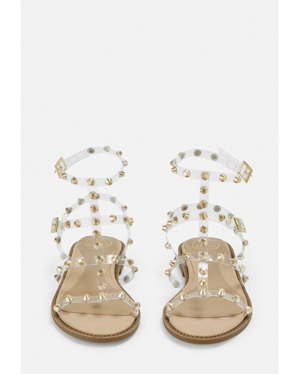 clear and gold sandals