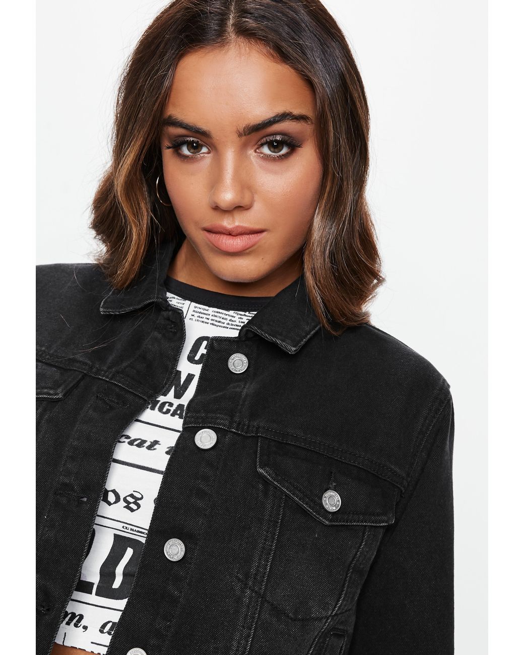 black petite denim jacket