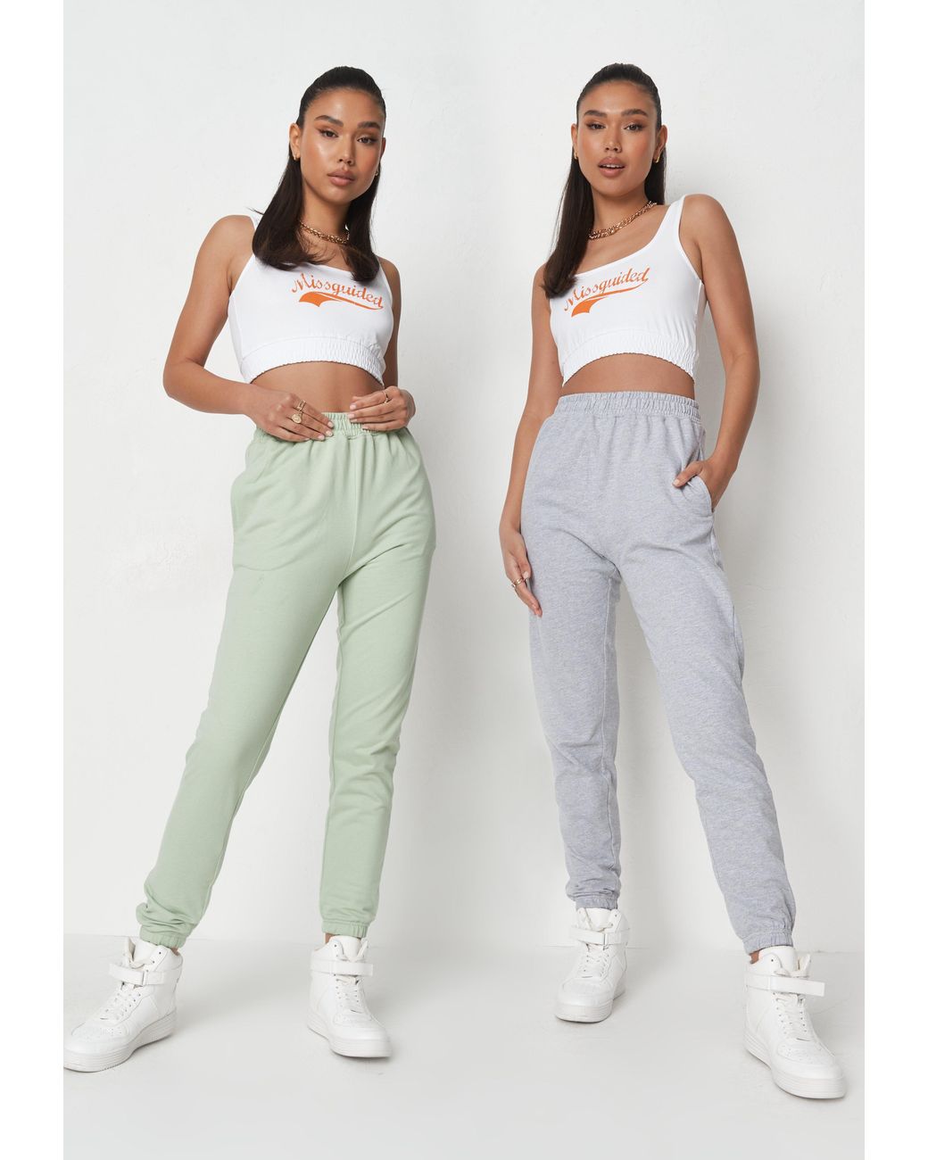 Missguided Cotton And Grey Basic Joggers 2 Pack in Gray - Lyst