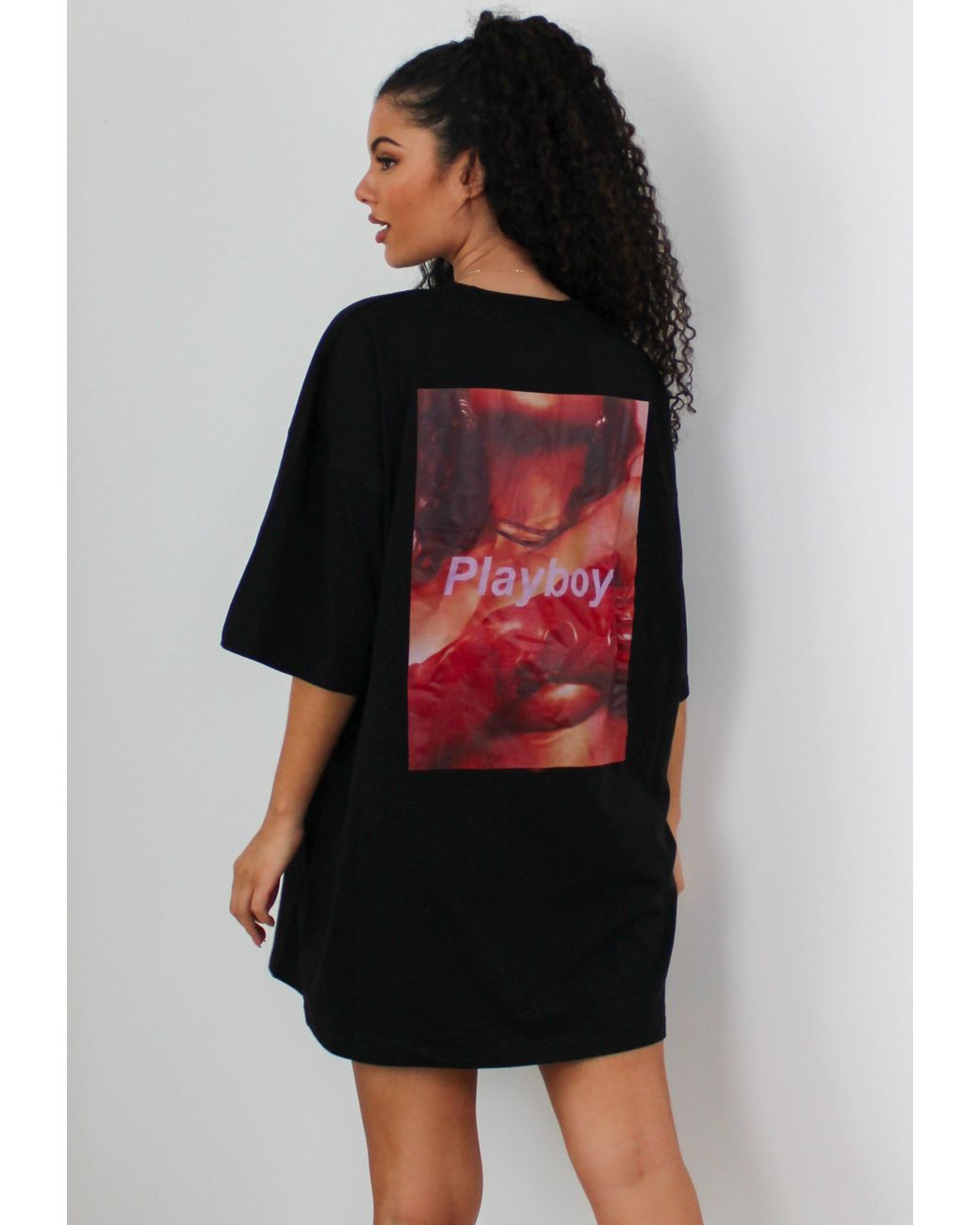 Missguided Synthetic X Black Graphic Back T Shirt Dress Lyst
