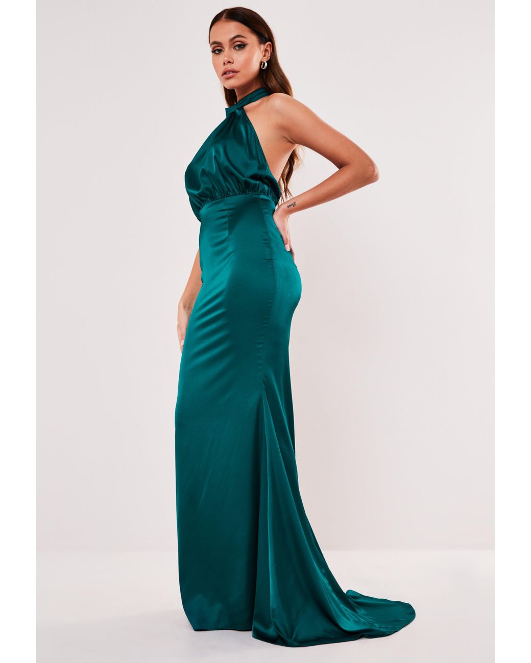 satin halterneck maxi dress