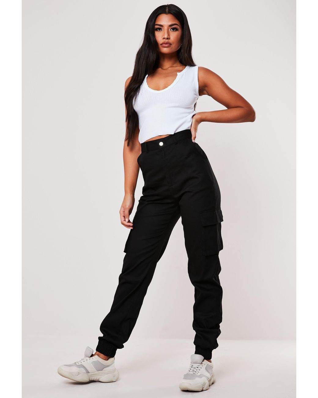 khaki plain cargo trousers