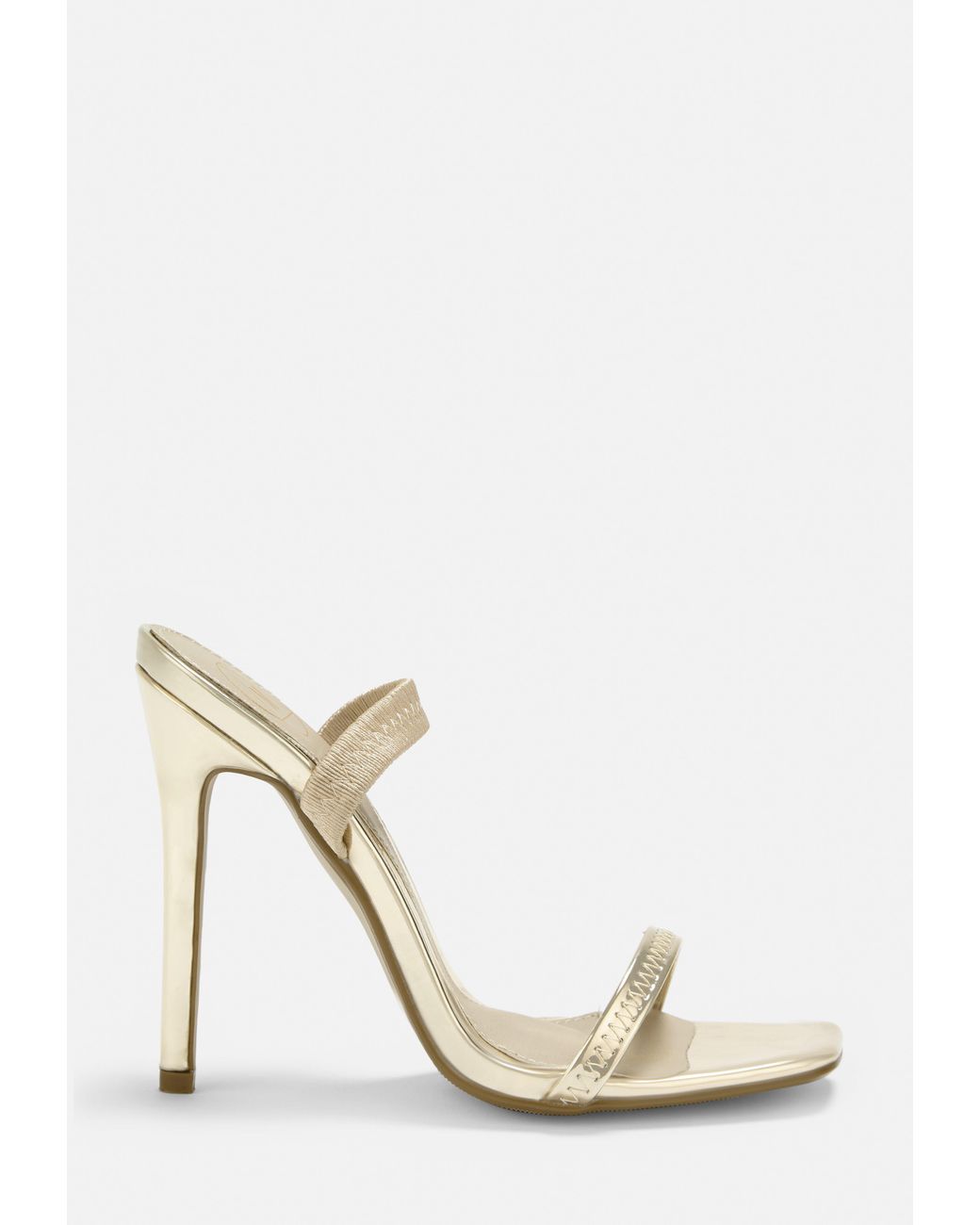 gold barely there heels