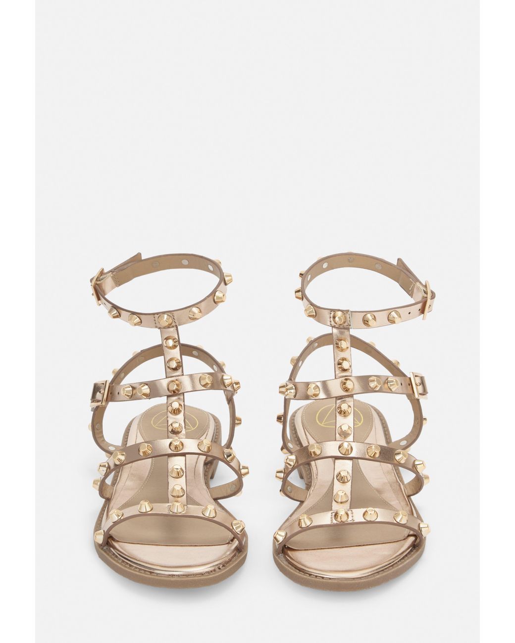 rose gold studded gladiator sandals