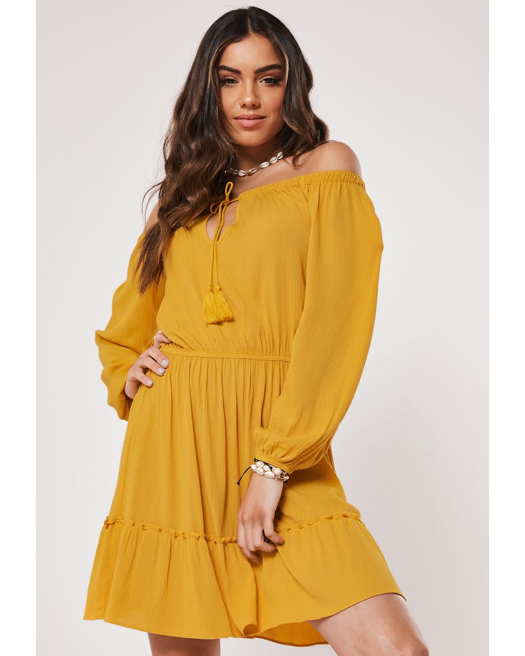 yellow bardot skater dress