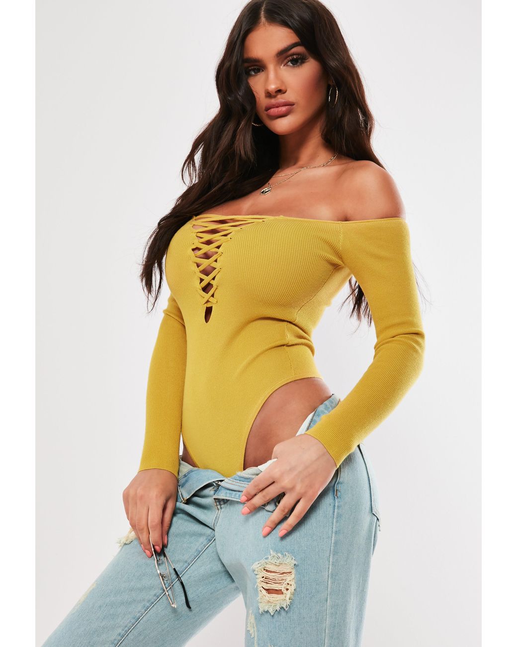 mustard lace bodysuit