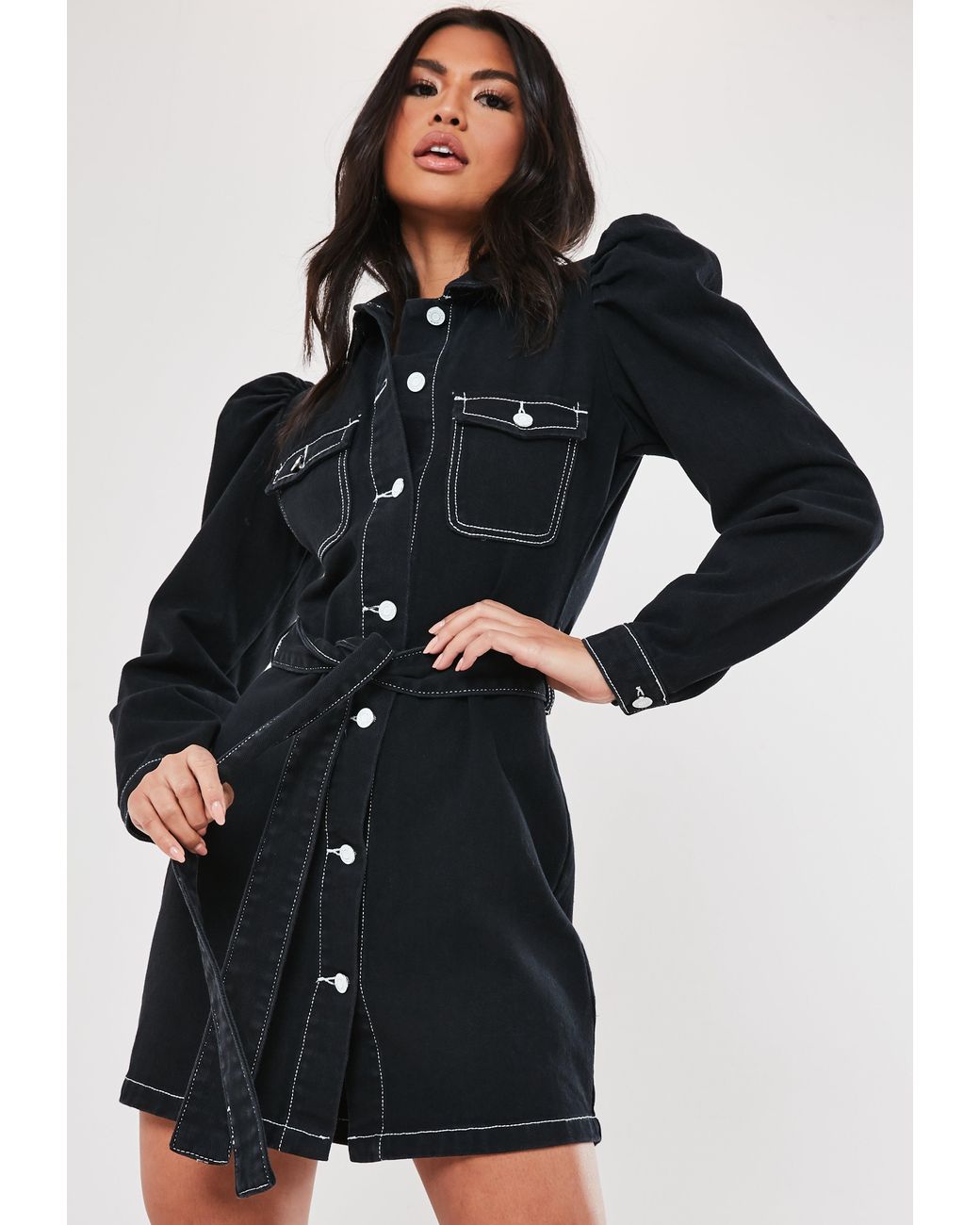 missguided black denim dress