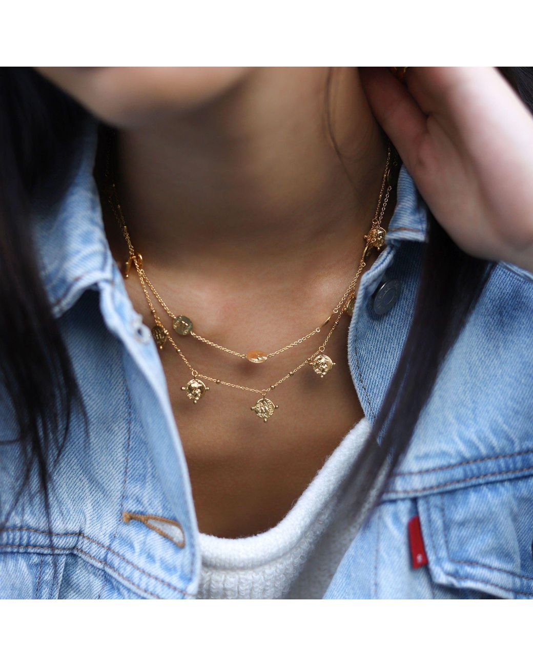lucy williams gold beaded coin necklace