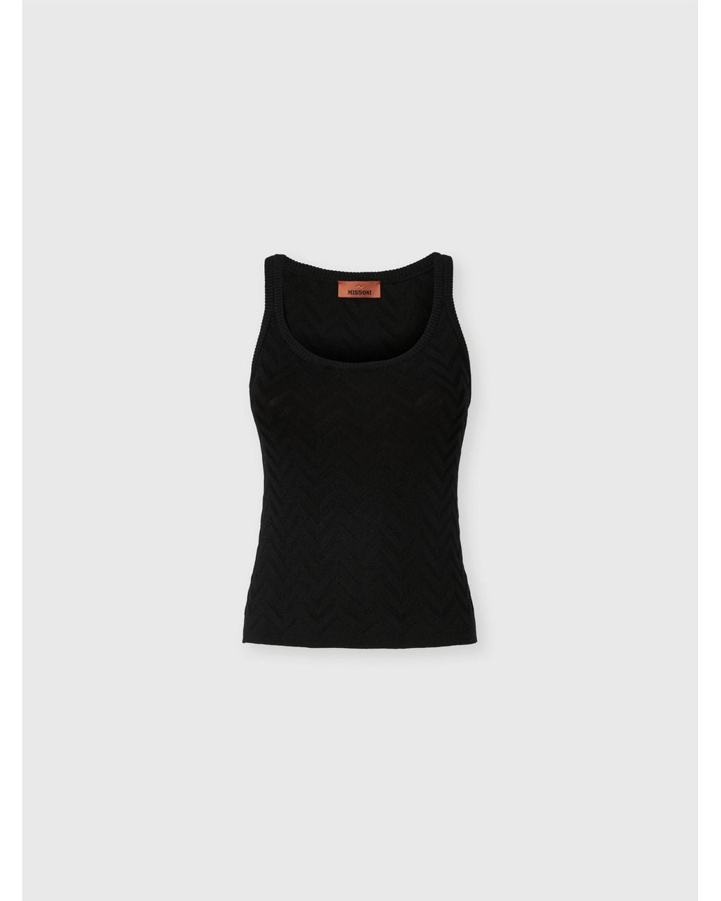 Missoni Black Stretch Chevron Cotton And Viscose Tank Top