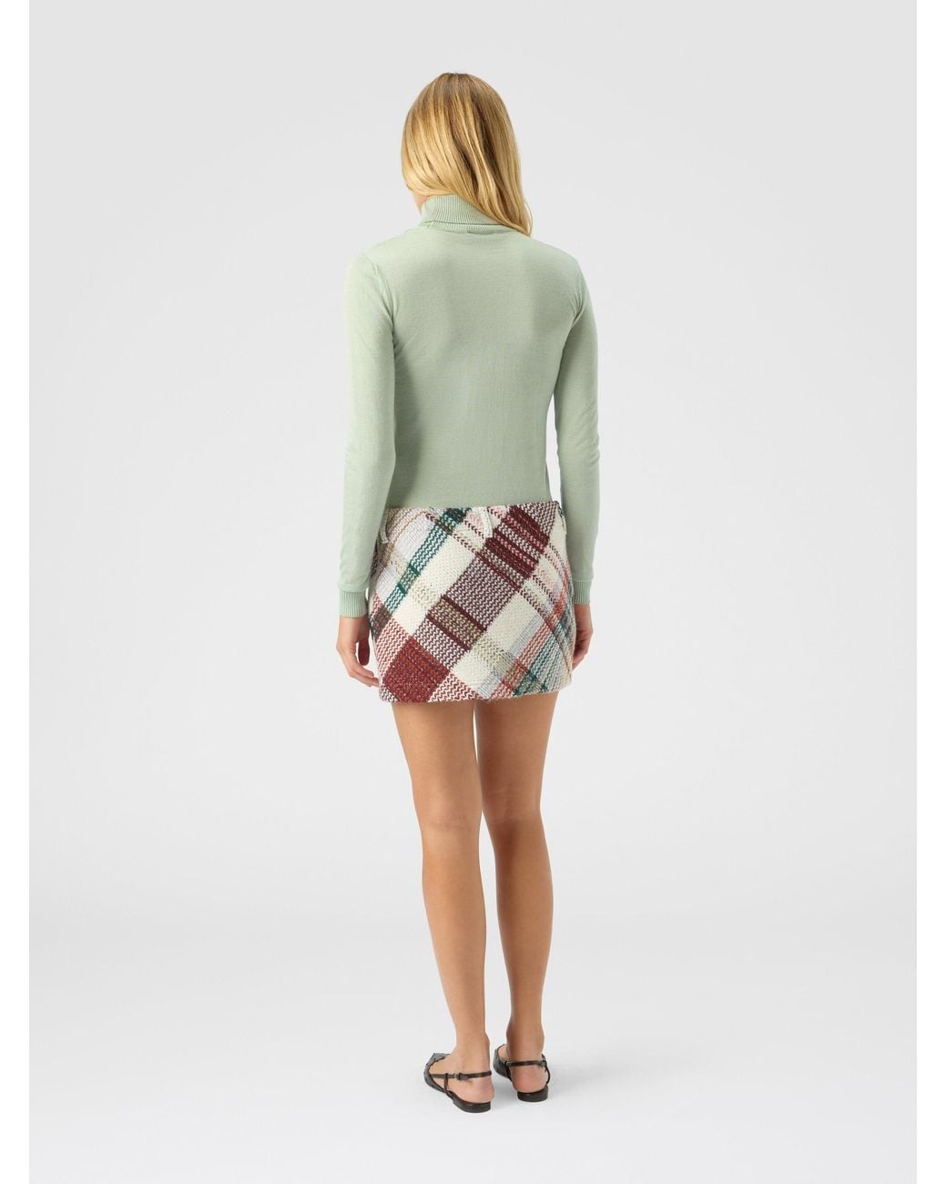 Missoni White Mini Skirt With Check Pattern
