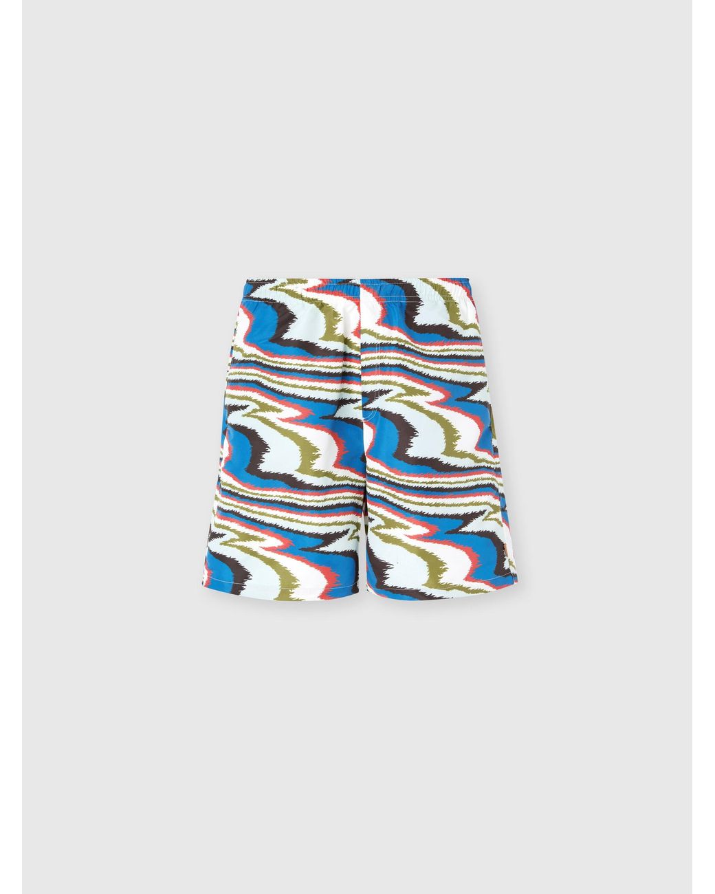 Missoni Blue Long Swim Shorts With Irregular Zigzag Print for men