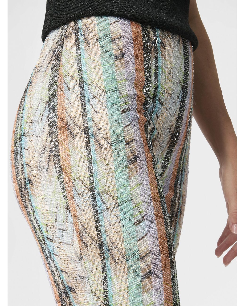 Missoni White Multi-Technique Mixed Viscose Lamé Flared Trousers