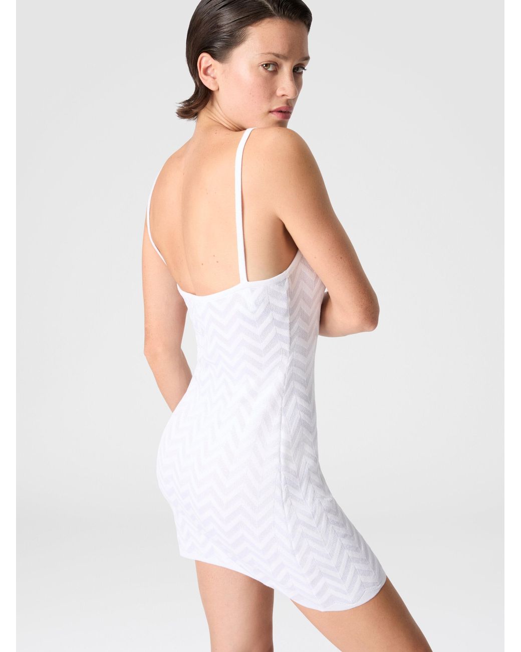 Missoni White Chevron Cotton And Viscose Mini Dress