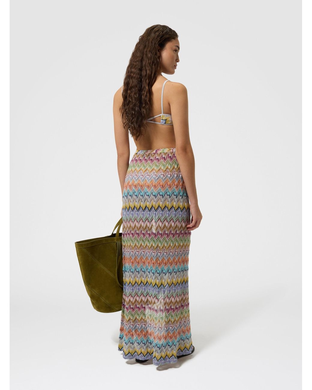 Missoni White Long Viscose Lamé Cover-Up Skirt
